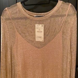 NWT ZARA MESH ROSE GOLD MAXI